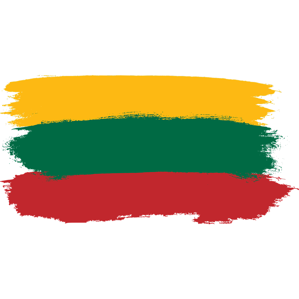 Lithuanian flag graphic in yellow green and red 